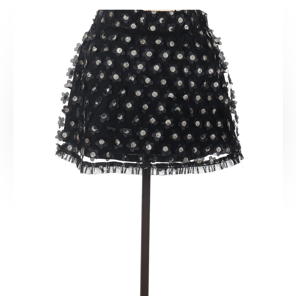 Black Sequin Daisy Crop Top & Mini Skirt Set - Picture 8 of 11